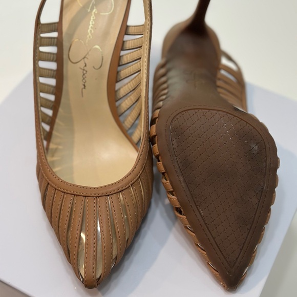 Jessica Simpson Tan Slingback Cutout Heels - Size 6 - Picture 6 of 8
